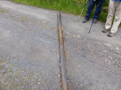 Cwmsychan Colliery cast iron pipe on access lane, June 2013